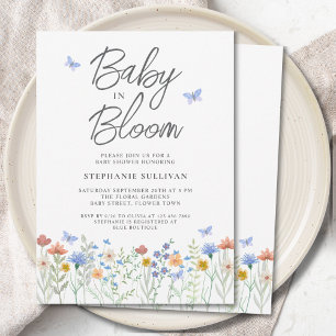 Vildblomma Baby i Knopp Babyfirande Inbjudningar