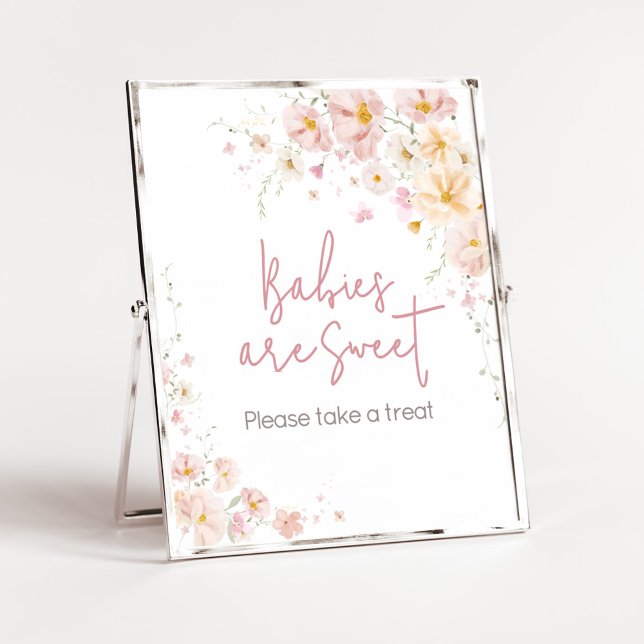 Vildblomma Baby i Knopp Babys är Söta Poster (Baby in Bloom Baby Shower Babies are Sweet Sign)