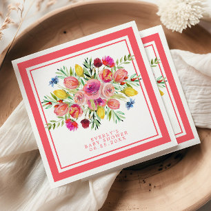 Vildblomma Baby I Knopp Blommig Bebis Shower Pappersservett