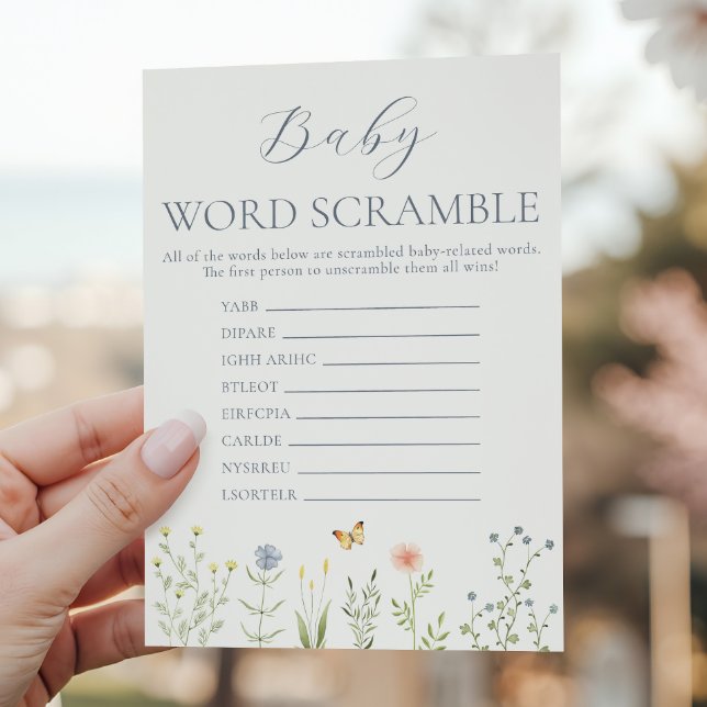 Vildblomma Baby Ordspridning Baby Shower Spel Rådkort (Skapare uppladdad)