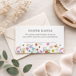 Vildblomma Baby Shower Blöja Lotteri Kort