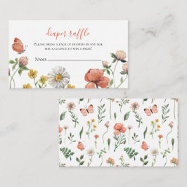 Vildblomma Baby Shower Blöja Lotteri Tilläggskort