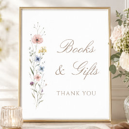 Vildblomma Baby Shower Blommig Bok & Present Skylt