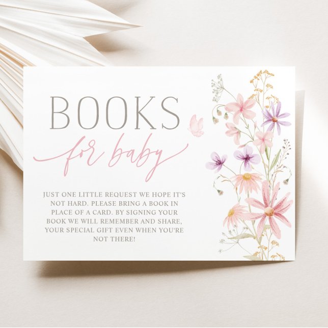 Vildblomma Baby Shower Böcker för bebis kort (Wildflower Baby Shower Books For Baby Card | Matching items available.)