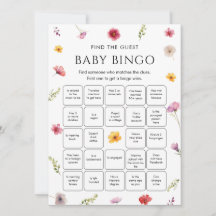 Vildblomma Baby Shower Hitta Gäst Bingo Spel