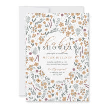 vildblomma baby shower inbjudan - ljus orange