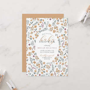 vildblomma baby shower-inbjudan - ljusorange inbjudningar
