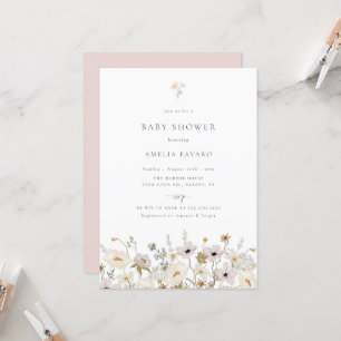 Vildblomma Baby Shower Inbjudningar