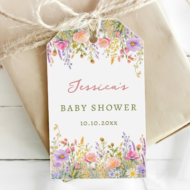 Vildblomma Baby Shower Presentetikett (Skapare uppladdad)