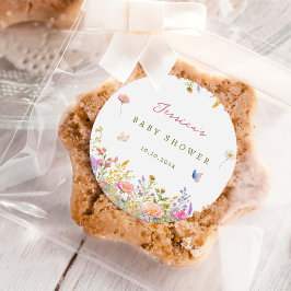 Vildblomma Baby Shower Runt Klistermärke