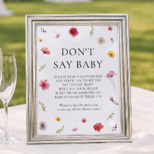 Vildblomma Baby Shower Säga Inte Baby Lek Poster