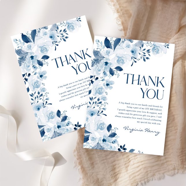 Vildblomma Babyflicka Födelsedagsfest Tack Kort (Skapare uppladdad)