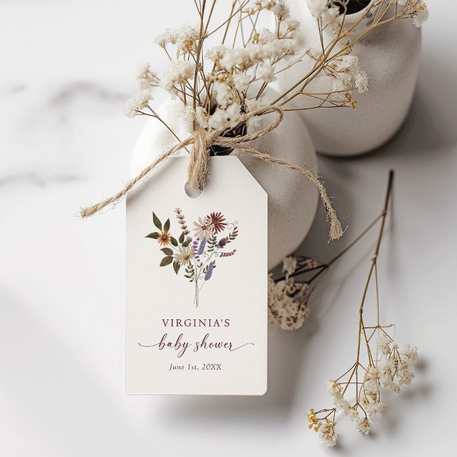 Vildblomma Barnvakt-fest Presentetikett (Wildflower Baby Shower Gift Tags
)