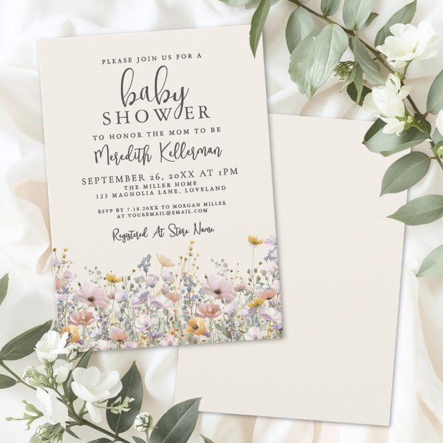 Vildblomma Barnvakt Shower Inbjudningar (Wildflower Baby Shower Invitation)