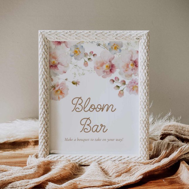 Vildblomma Bebis Shower Bloom Bar Poster (Wildflower Bloom Bar Sign)