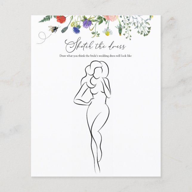 Vildblomma Bin Bröllopsfest Sketch Klänning (Framsida)