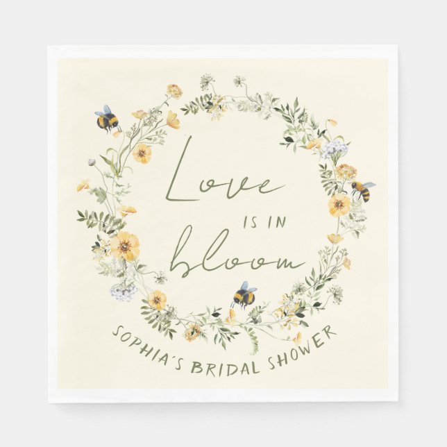 Vildblomma Bina Bröllopsdagsservetter Pappersservett (Framsidan)
