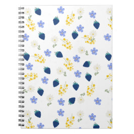 Vildblomma & Björnbärsblommönster Anteckningsbok