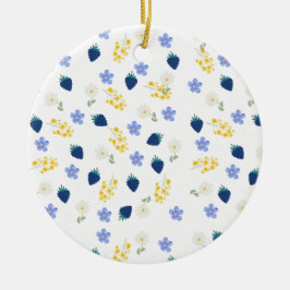 Vildblomma & Björnbärsblommönster Julgransprydnad Keramik