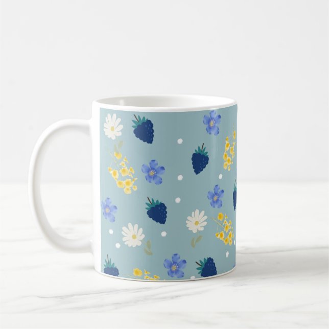 Vildblomma & Björnbärsblommönster Kaffemugg (Vänster)
