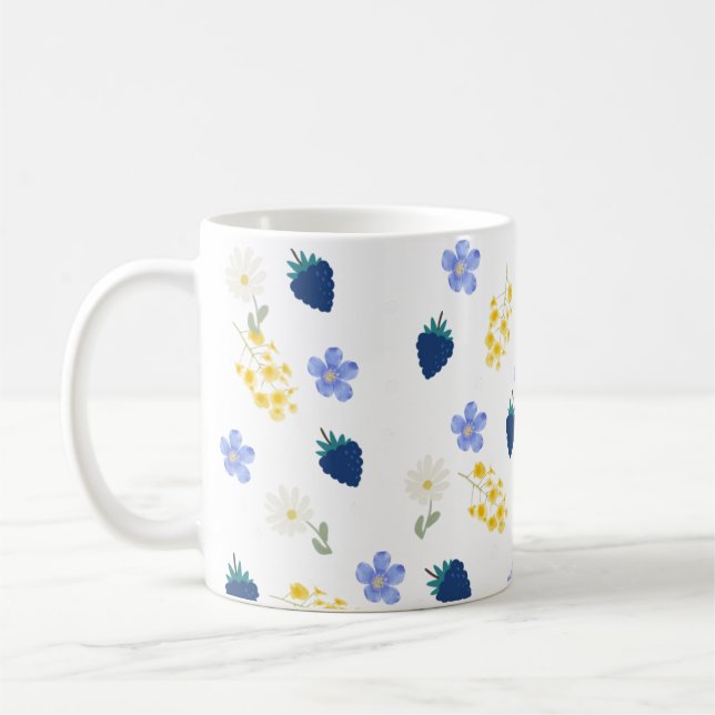 Vildblomma & Björnbärsblommönster Kaffemugg (Vänster)