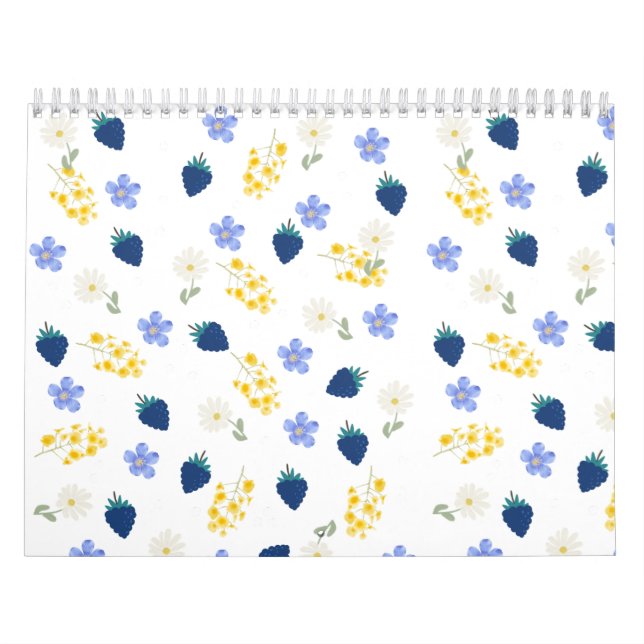 Vildblomma & Björnbärsblommönster Kalender (Omslag)