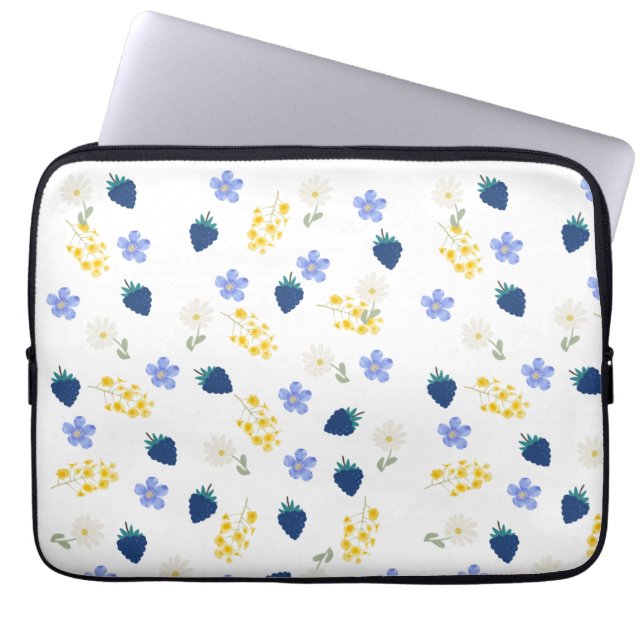 Vildblomma & Björnbärsblommönster Laptop Fodral (Framsidan)