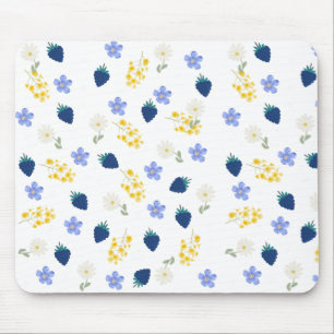 Vildblomma & Björnbärsblommönster Musmatta