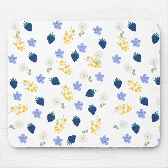 Vildblomma & Björnbärsblommönster Musmatta (Framsidan)