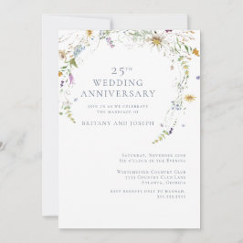 Vildblomma Blå Blommig 25-årsjubileum för bröllop Inbjudningar