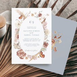 Vildblomma Blomma Fjäril Dammig Blå Akvarell Inbjudningar