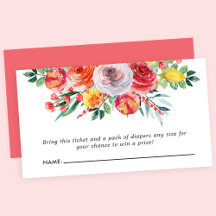 Vildblomma Blommig Baby Shower Blöja Lotteri