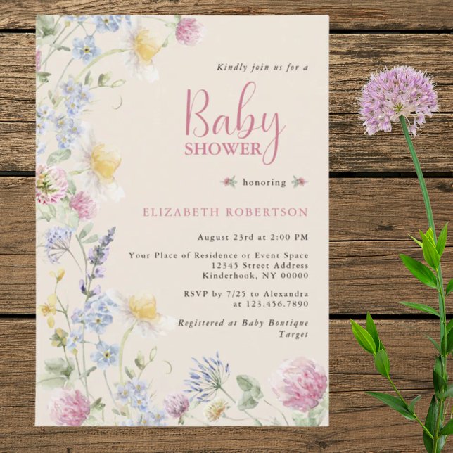 Vildblomma Blommig Baby Shower Inbjudan (Skapare uppladdad)