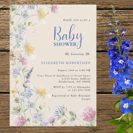 Vildblomma Blommig Baby Shower Inbjudan