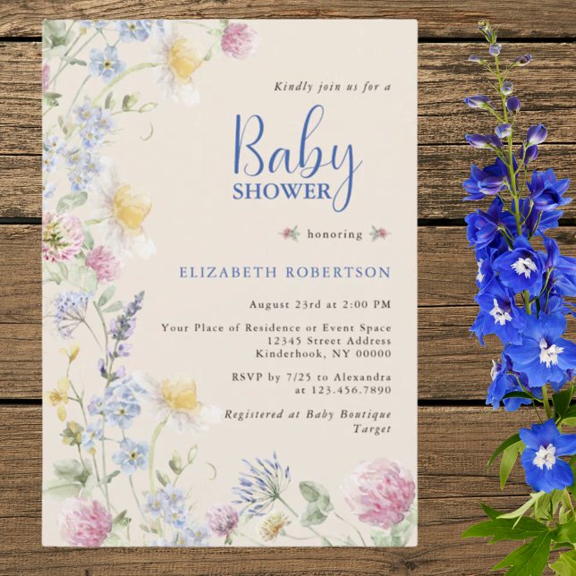 Vildblomma Blommig Baby Shower Inbjudan (Skapare uppladdad)