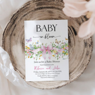 Vildblomma Blommig Bebis i Knopp Rosett Bebis Baby Inbjudningar