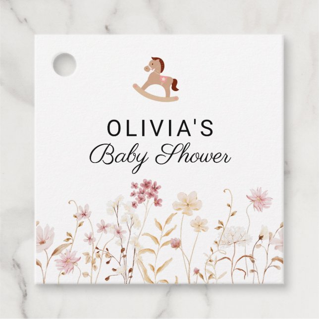 Vildblomma Blommig Boho Barnkalas Minnesgåva Prese Gåvor Etiketter (Framsida)