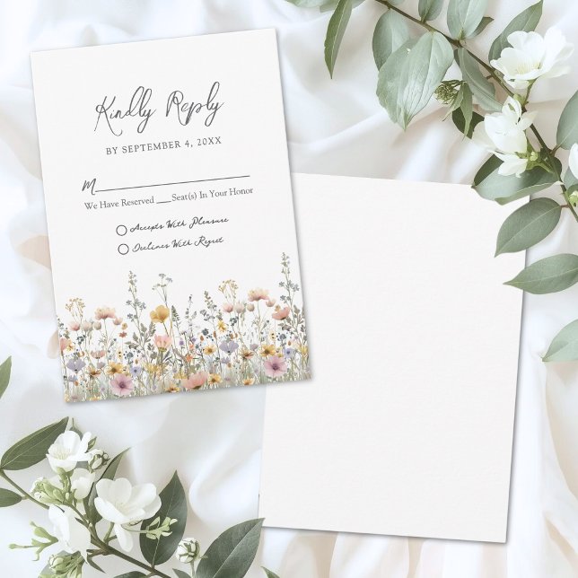 Vildblomma Blommig Bröllops RSVP OSA Kort (Wildflower Floral Wedding RSVP Card)