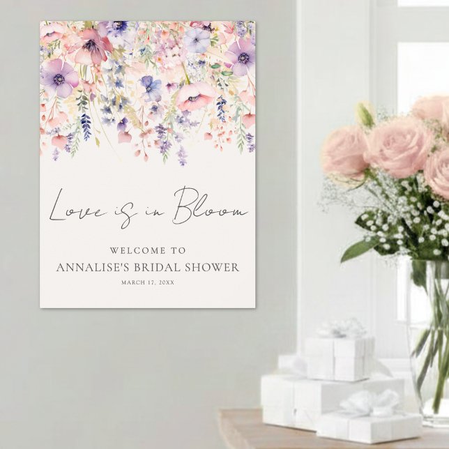 Vildblomma Blommig Bröllopsdusch Välkomstskylt Poster (Wildflower Floral Bridal Shower Welcome Sign )