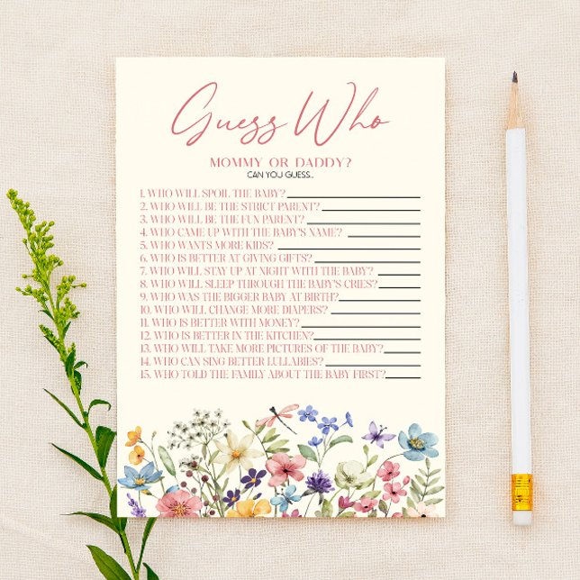 Vildblomma Blommig Gissa Vem Baby Shower Spel (Skapare uppladdad)