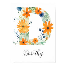 Vildblomma Blommig Initial Bokstav D Tryck