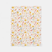 Vildblomma blomster Monogram Fleecefilt