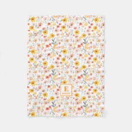Vildblomma blomster Monogram Fleecefilt