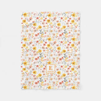 Vildblomma blomster Monogram Fleecefilt