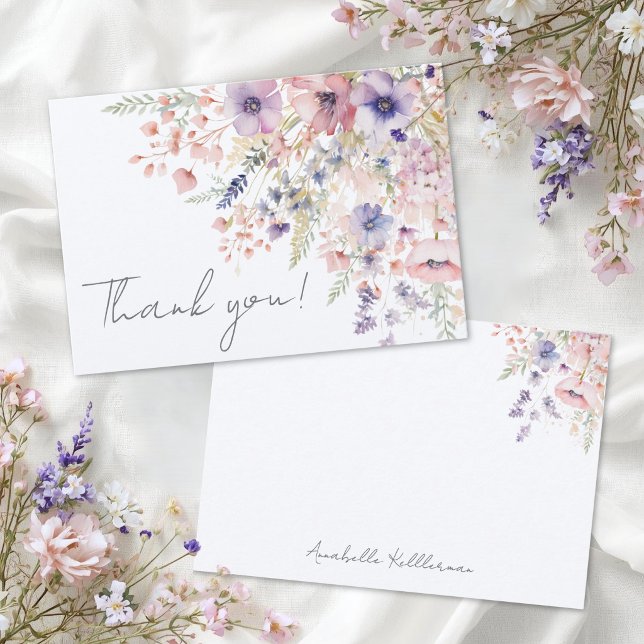 Vildblomma Blomster Tack Kort (Wildflower Floral Thank You Card )