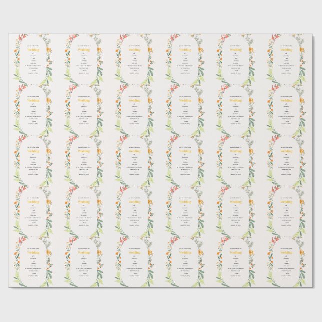 Vildblomma blomsterbåge trädgårdsfest inbjudan presentpapper (Platt)