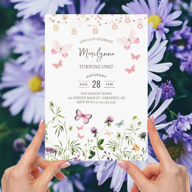 Vildblomma Boho 1-års inbjudan (Skapare uppladdad)