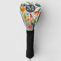Vildblomma Boho Akvarell Golfhuvudskydd
