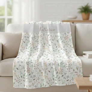 Vildblomma Boho Anpassat Namn Fleecefilt