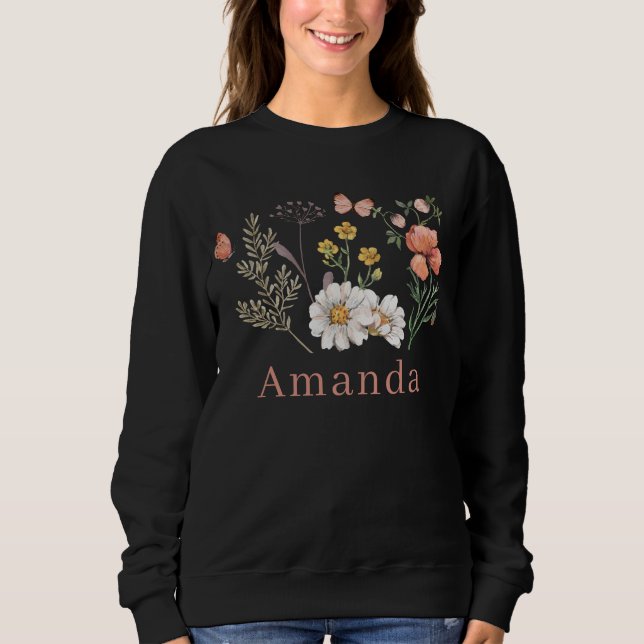 Vildblomma Boho Anpassat Namn T Shirt (Framsida)